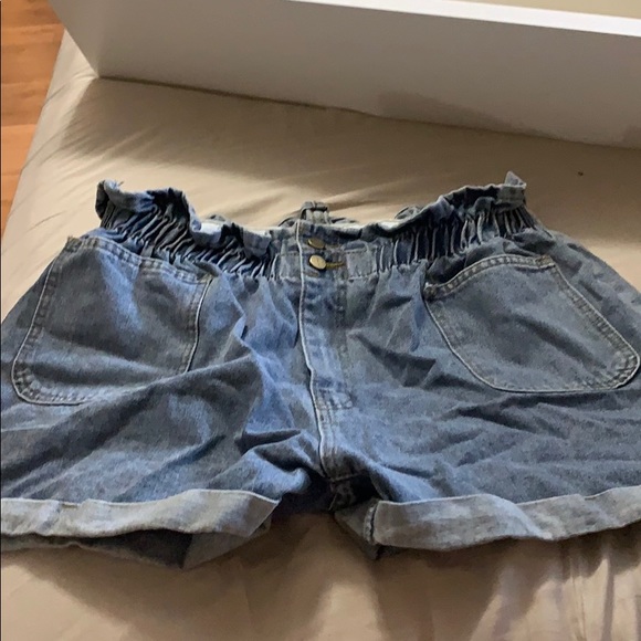 Denim high waisted paper bag shorts - Picture 1 of 1